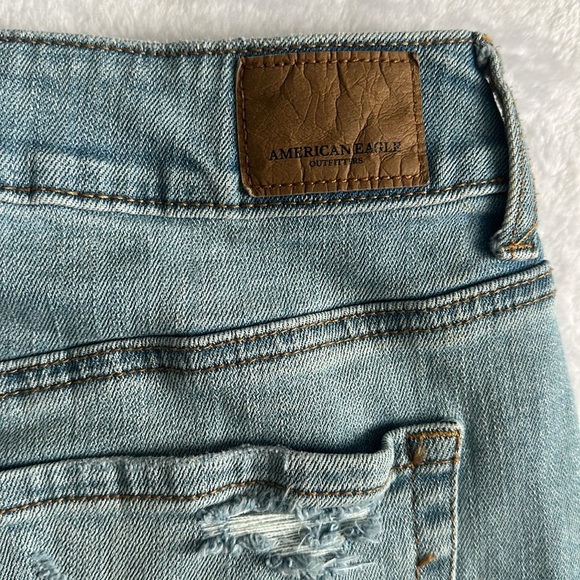 AMERICAN EAGLE Women’s Hi Rise Distressed Edgy Button Fly Grunge‎ Denim Skirt 8 - Picture 5 of 10